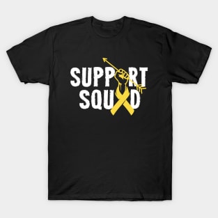 Support Squad Bone Cancer Awareness yellow Ribbon T-Shirt